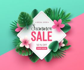 Tropic summer sale background design vector 04