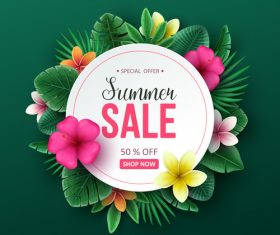 Tropic summer sale background design vector 06