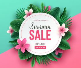 Tropic summer sale background design vector 08