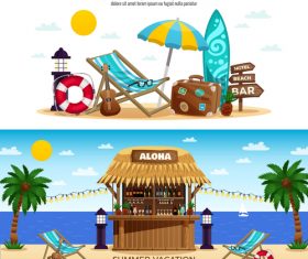 Tropical bungalow bar banners vector