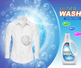 Ultra wash antibacterial Laundry liquid poster vector