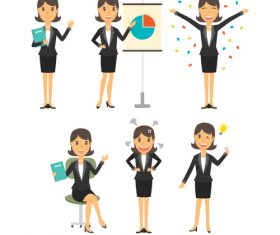 Vector business woman white collar work cartoon