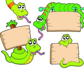 Vector cartoon animal wood plank material