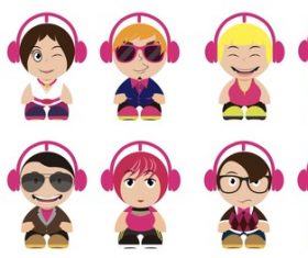 Vector cartoon character wearing headphones