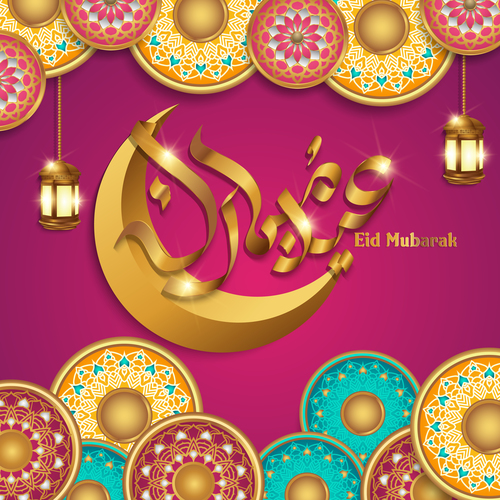 Vector eid mubarak background design material 03