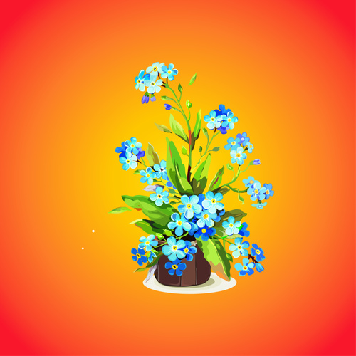 Vector illustration blue flowers