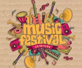 Vintage music festival design vector