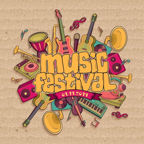 Vintage music festival design vector