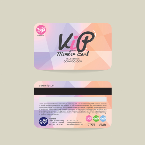 Vip member card template vector 03