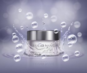 Water drops with cosmetic ads poster vector