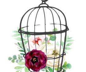 Watercolor floral illustration design vectors 02