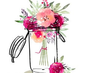 Watercolor floral illustration design vectors 03