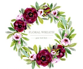 Watercolor floral weath vector material 01