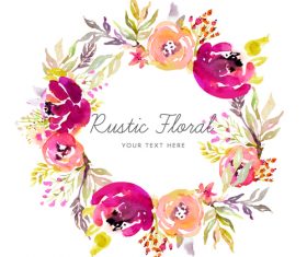 Watercolor floral weath vector material 03