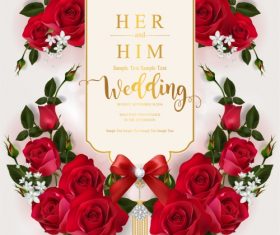 Wedding cards invitation with beautiful roses in vector 02