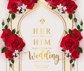 Wedding cards invitation with beautiful roses in vector 06