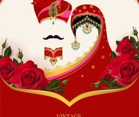 Wedding cards invitation with beautiful roses in vector 08