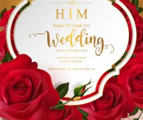 Wedding cards invitation with beautiful roses in vector 09