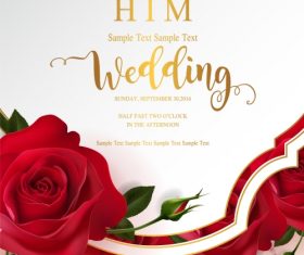 Wedding cards invitation with beautiful roses in vector 14
