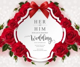 Wedding cards invitation with beautiful roses in vector 15