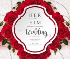 Wedding cards invitation with beautiful roses in vector 16
