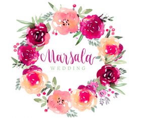 Wedding invitation card with watercolor flower vector 02