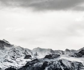 White snow covering mountain ranges Stock Photo