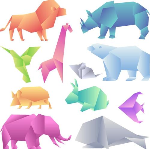 Wild animal origami vector illustration free download