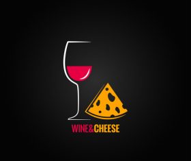 Wine with cheese logo design vector
