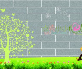 Wishing tree cartoon illustration vector material
