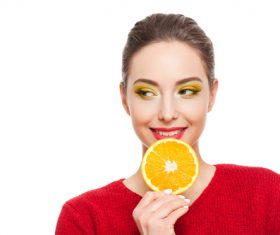 Woman holding fruit rich in vitamins Stock Photo 04