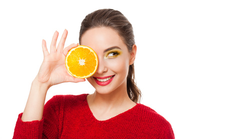 Woman holding fruit rich in vitamins Stock Photo 05