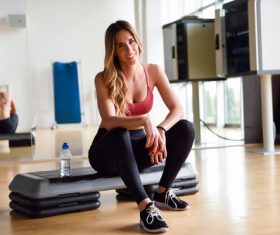 Woman resting after exercise Stock Photo