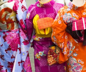 Woman wearing japanese kimono Stock Photo