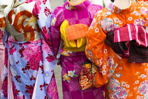 Woman wearing japanese kimono Stock Photo