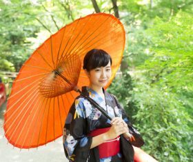 Woman wearing japanese national costume Stock Photo 01