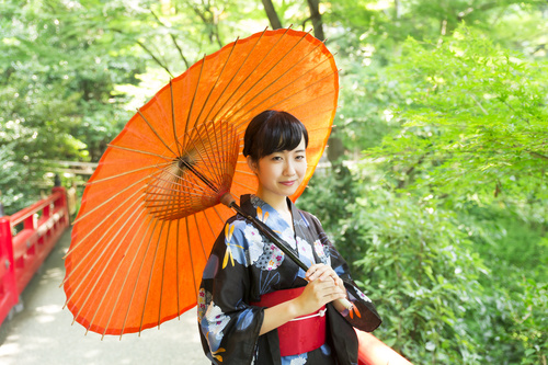 Woman wearing japanese national costume Stock Photo 01