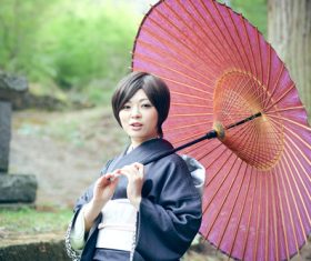 Woman wearing japanese national costume Stock Photo 02