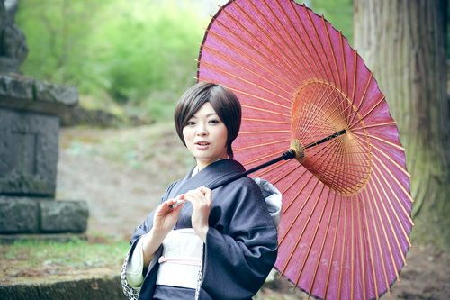 Woman wearing japanese national costume Stock Photo 02