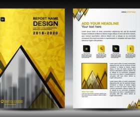 Yellow brochure with magazine cover template vector 01
