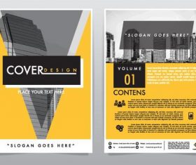 Yellow brochure with magazine cover template vector 02