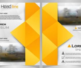 Yellow brochure with magazine cover template vector 05