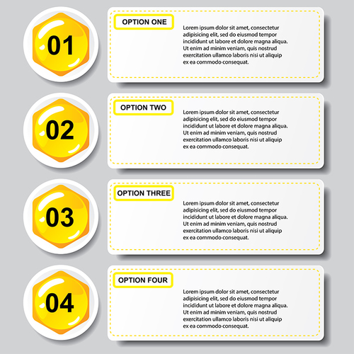 Yellow button with option banners vector 02