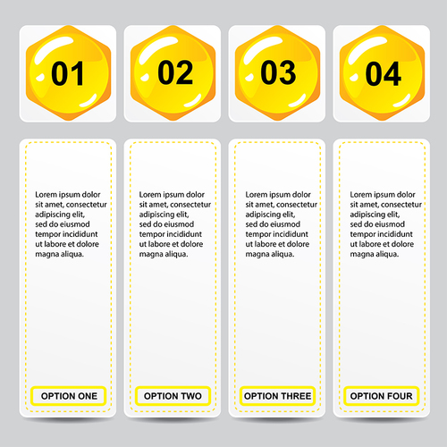 Yellow button with option banners vector 03
