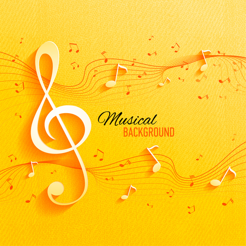 Yellow musical background design vector