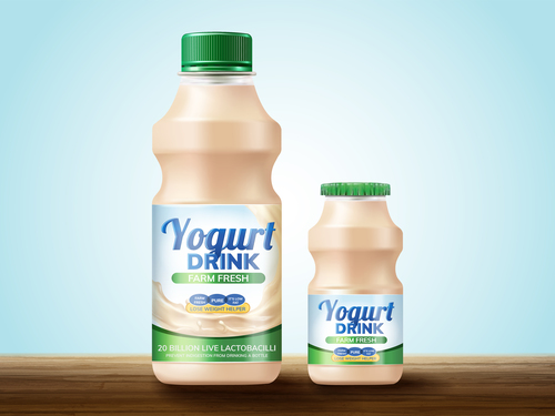 Yogurt drink package design vector 02
