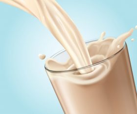 Yogurt drink with glass cup vector