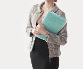 Young beautiful business woman in black dress Stock Photo 02