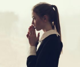Young girl profile Stock Photo