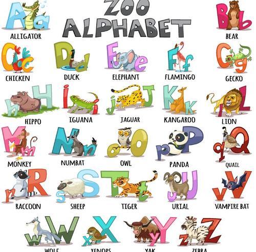 Zoo alphabet vector